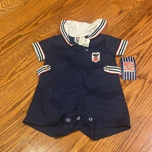 NWT Little Guys Boy’s Navy Sailer One Piece Size 6-9 Months